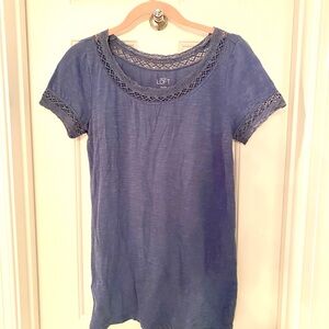 Women's Blue Lace Trim Top